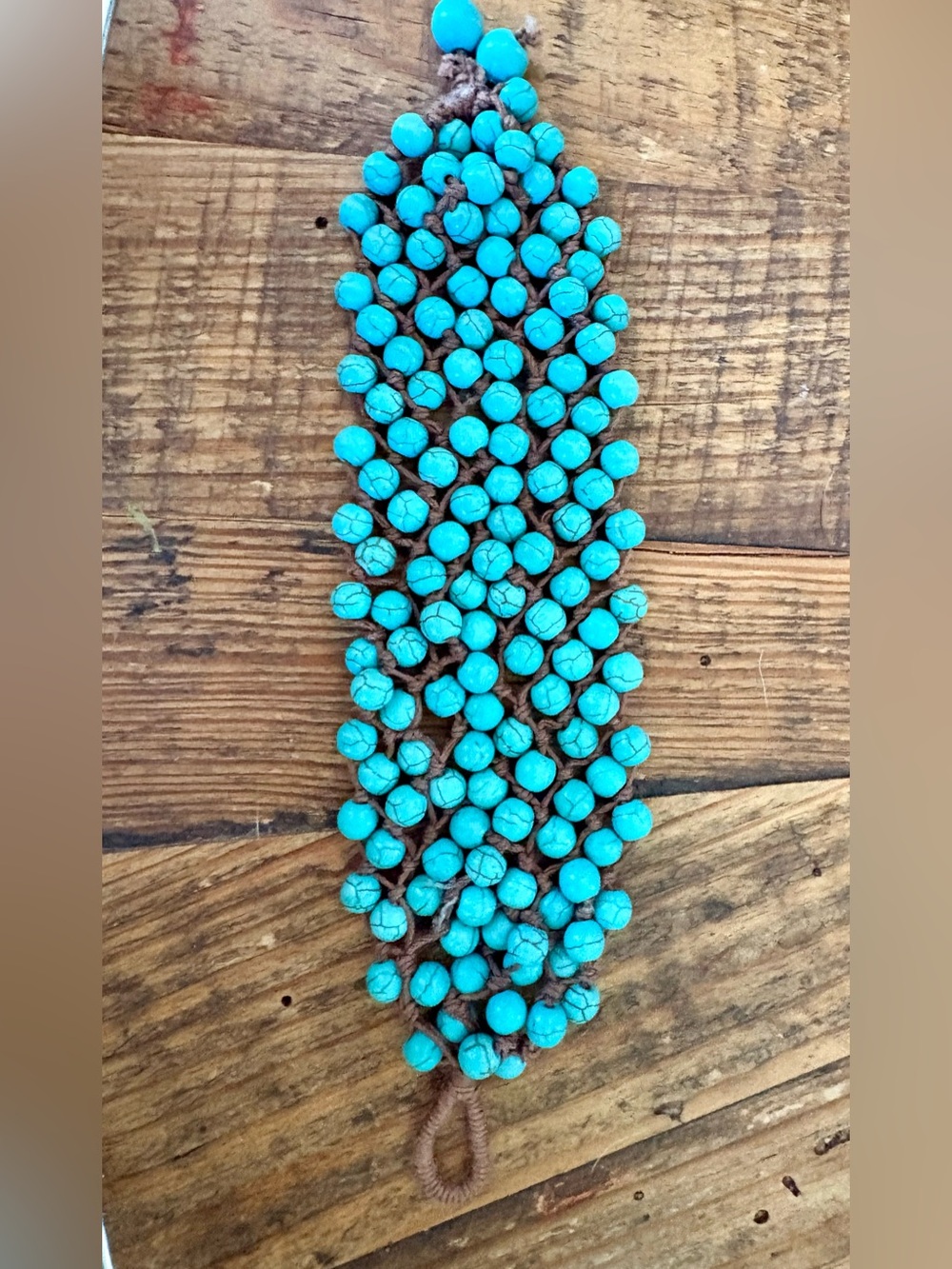 Handmade woven Turquoise Bead Statement cuff Bracelet